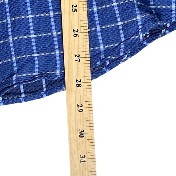Fredrick Martin Shirt Mens M Cotton Blue Plaid Textured Embroidered Logo Pocket - Picture 14 of 16